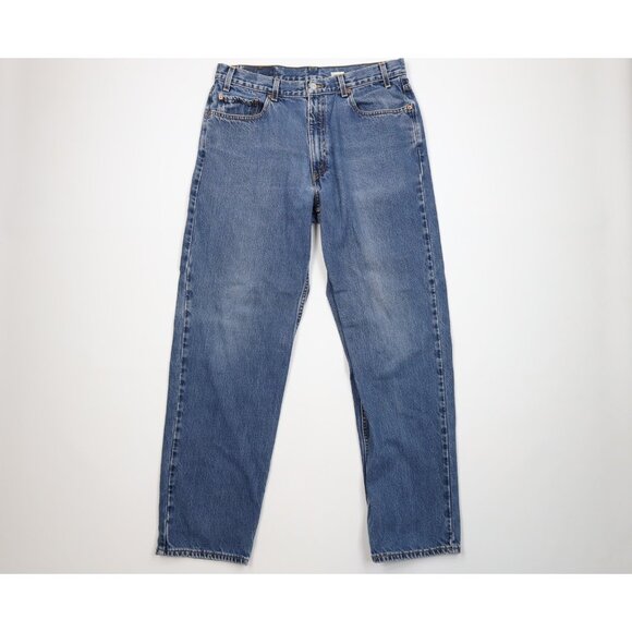 Vintage 90s Levis 550 Mens 36x32 Distressed Relaxed Fit Denim Jeans Blue Cotton - Picture 1 of 15